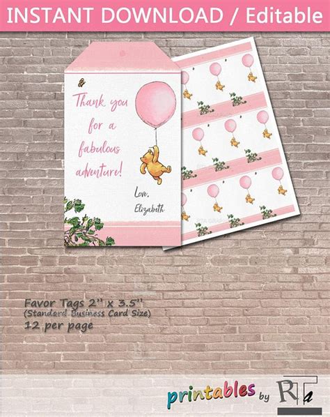 5 out of 5 stars. Modern Classic Winnie the Pooh Favor Gift Tags / Instant ...