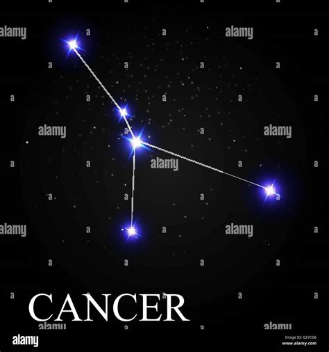 Cancer Zodiac Sign With Beautiful Bright Stars On The Background Stock