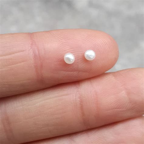 3 4mm Button Pearl Half Drilled Pearls Loose Freshwater Pearl