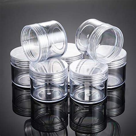 20 Pieces Round Pot Jars Plastic Cosmetic Containers Set With Lid For Liquid Creams Sample 20