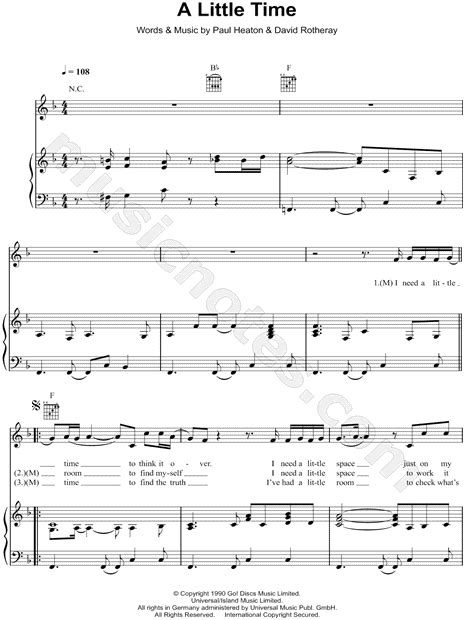 The Beautiful South A Little Time Sheet Music In F Major Download