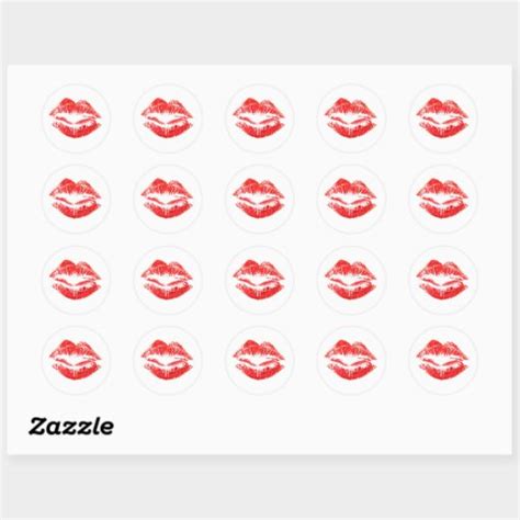 Love Smooches Kisses Lips Classic Round Sticker Zazzle