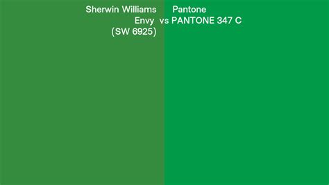 Sherwin Williams Envy Sw 6925 Vs Pantone 347 C Side By Side Comparison