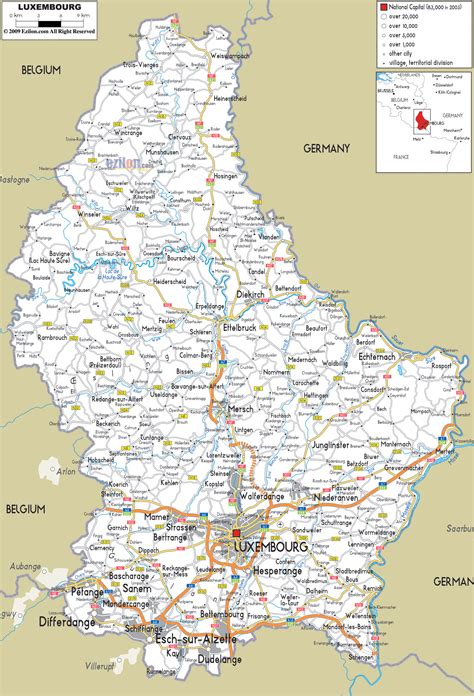 Karten Von Luxemburg Mit Straßenkarte Und Ortschaften