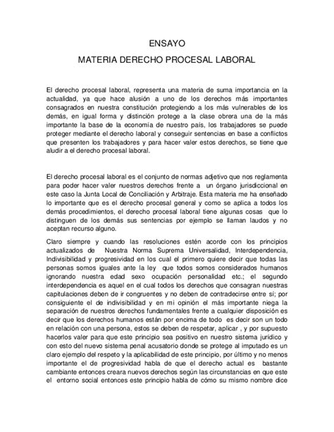 Doc Ensayo Materia Derecho Procesal Laboral Glady Robledo