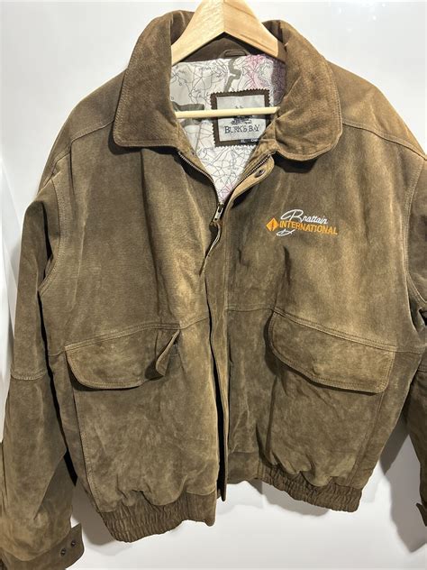 Burks Bay Bomber Jacket Mens Xl Brown Genuine Leather Euc Vestcargo