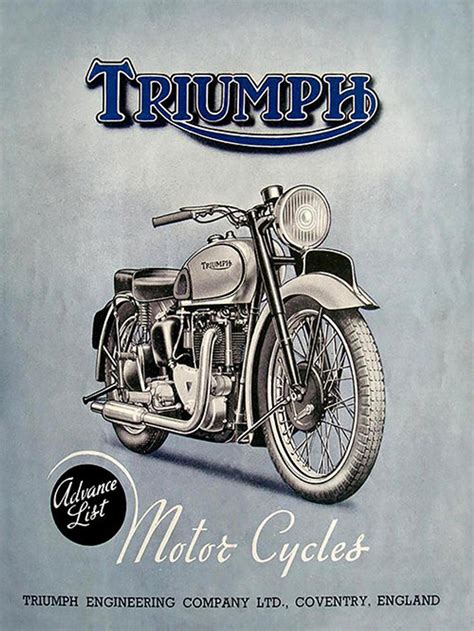 Vintage Triumph Motorcycle Ad Metal Sign Garage Man Cave Decor