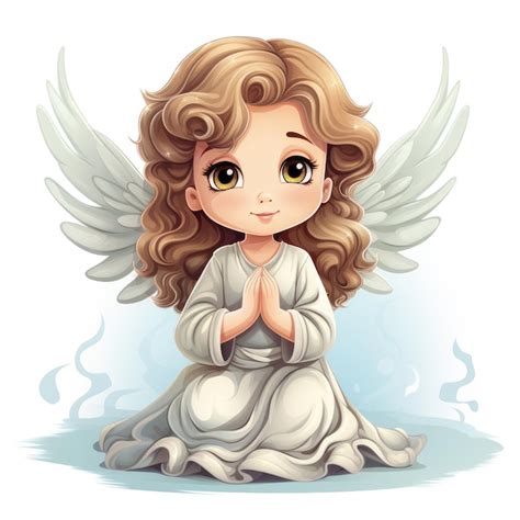 Premium Ai Image Cute Cartoon Angel A Heavenly Vector Illustration In