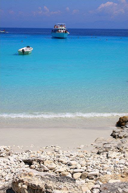 Seascape With White Sand Beach And Turquoise Sea On Antipaxos Island