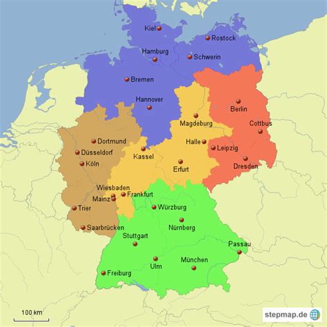 Dies kann unterschiedliche gründe haben. StepMap - Deutschland in Regionen - Landkarte für Deutschland