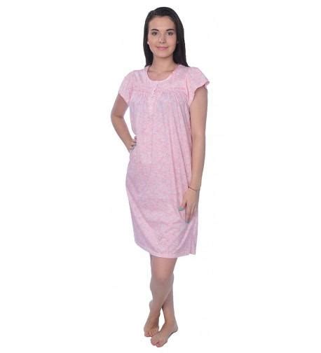 Women S Short Sleeve Floral Print Cotton Blend Knit Nightgown Pink Floral Cq1842mz0wi