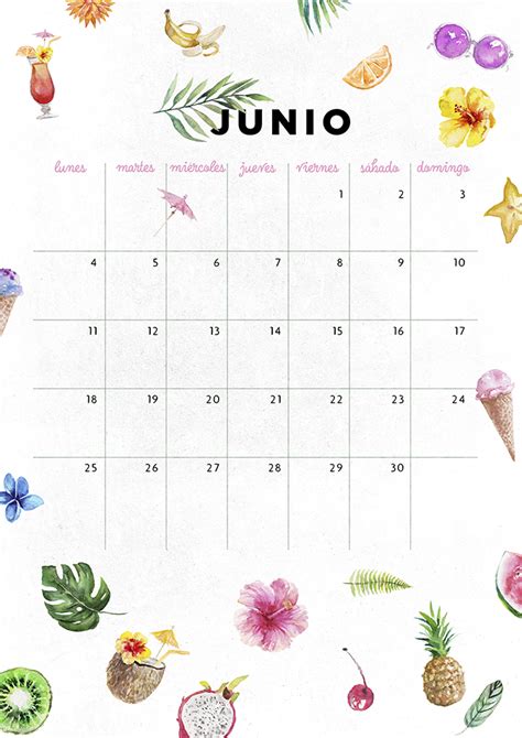 Calendario De Junio Imprimible Y Fondo Calendario Junio Calendario