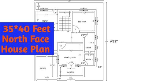 35x40 Feet North Facing House Plan 2bhk North Face House Plan With
