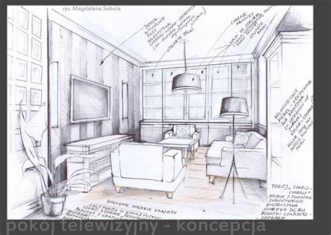 Sketch To The Interior Project By Magdalena Sobula Pe2 Interior