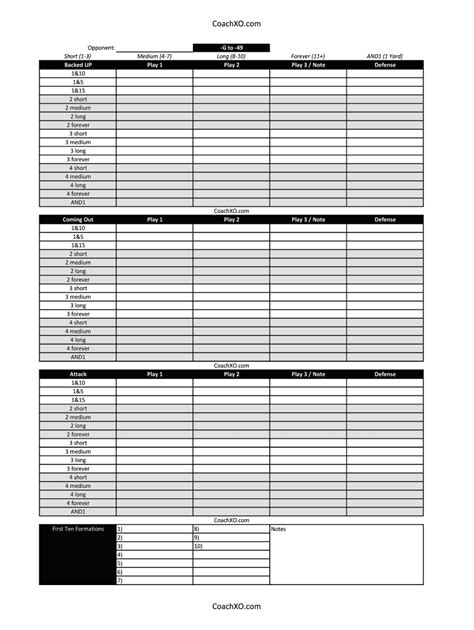Printable Blank Football Play Sheet Template Printable Templates