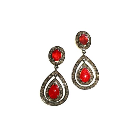 Natural RUBY EARRINGS In 925 Sterling Silver Natural DIAMOND Etsy