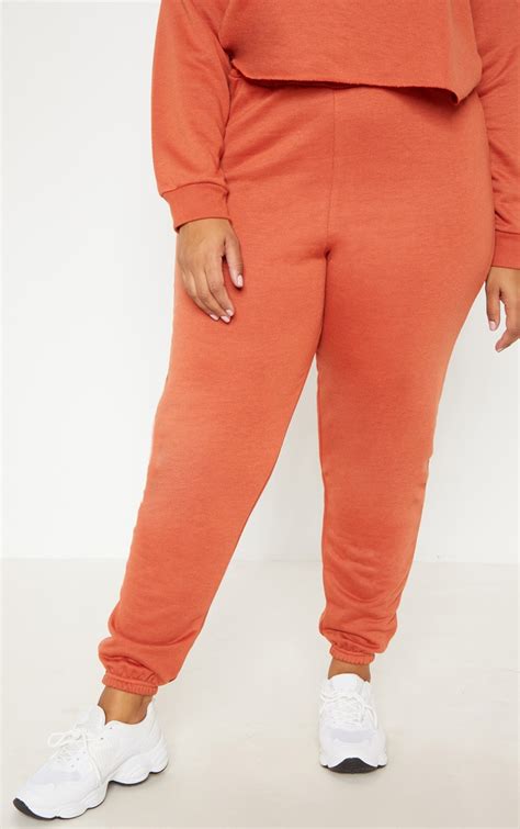 Plus Rust Joggers Plus Size Prettylittlething