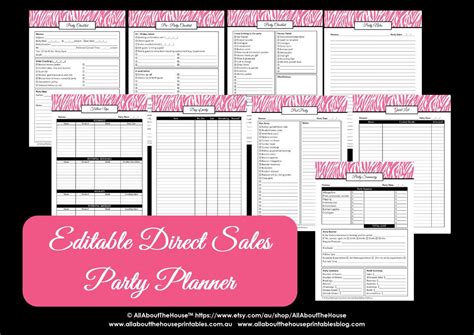 Direct Sales Planner Printable Pink Zebra Editable Instant