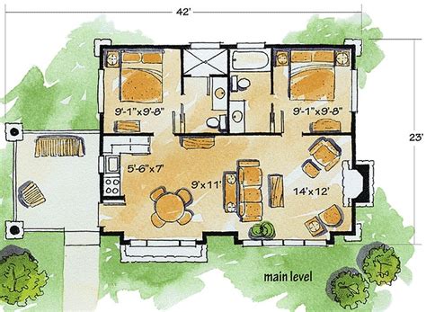 Plan W11529KN 2 Bedroom 2 Bath Log Cabin Plan