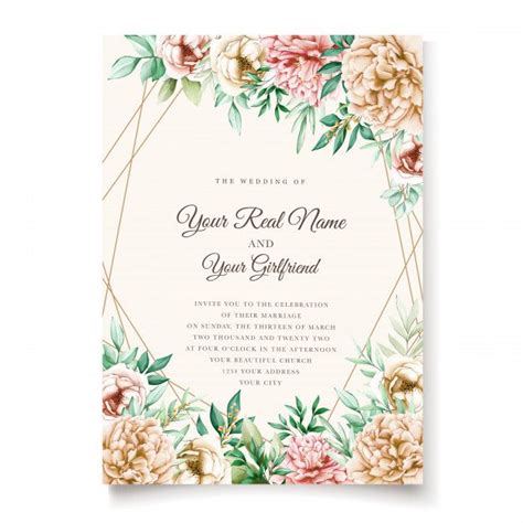 Download Elegant Peonies Invitation Card Template For Free In 2020