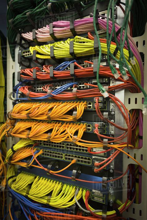 Multicolor Server Room Cables Stock Photo Dissolve