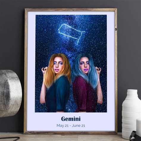 Gemini Zodiac Sign Printable Poster 3 Sizes Magda Design