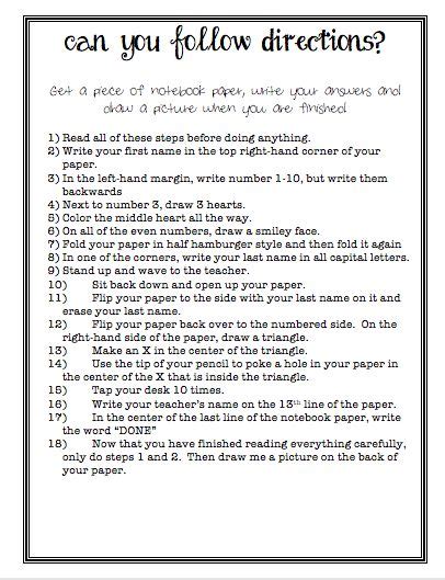 Can You Follow Directions Worksheet Pdf Best Worksheet