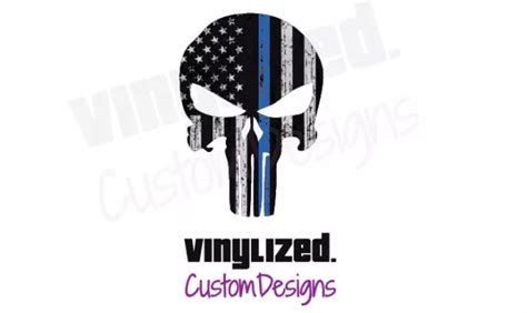 Back Thin Blue Line Punisher Skull Flag Decal Tactical Us Vinyl Leo