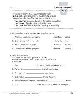 (of ideas, images, representations, expressions) characterized by perfect conformity to fact or truth. Using Precise Language Worksheet