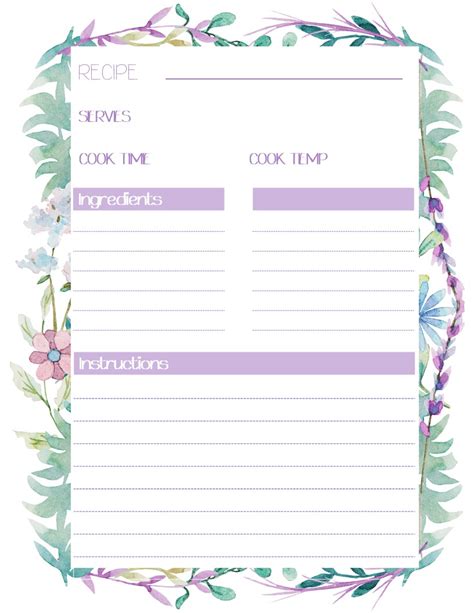 Paper And Party Supplies Design And Templates Editable Recipe Pagerb 21