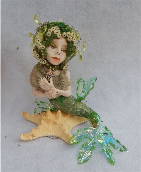 Merron Green Octopus Mermaid And Starfish Ooak Fairy Art Doll Fairies