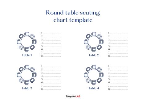 Round Table Seating Chart Template Excel