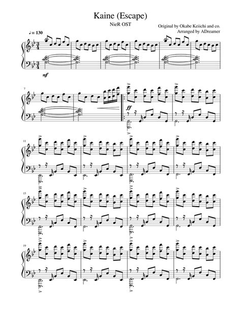 Kainé Escape Sheet Music For Piano Download Free In Pdf Or Midi