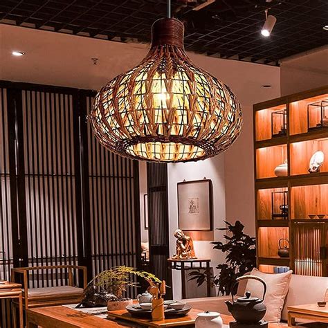 Bamboo Chandelier Pendant Lamp Shade Ceiling Lighting Weave Wicker Rattan E Hanging Light