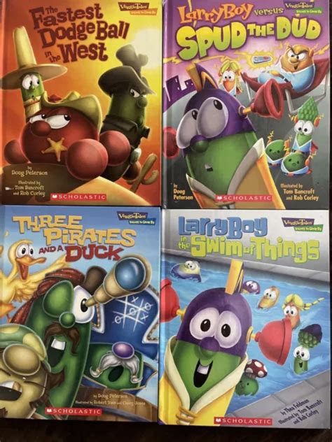 Veggie Tales Values To Grow By Lot Of 4 Books Hardcover Oversize