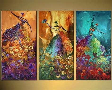 3 Panels Modern Abstract Oil Painting Figure Paintings