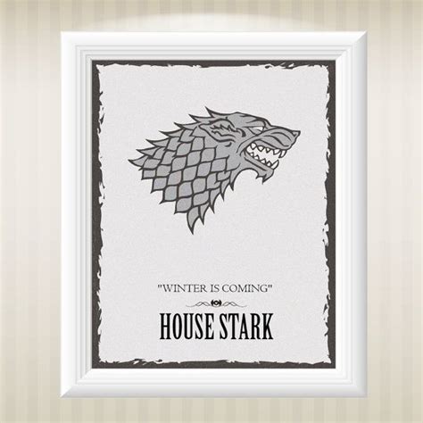House Stark Winter Is Coming Direwolf Game Of Thrones Art Multiple