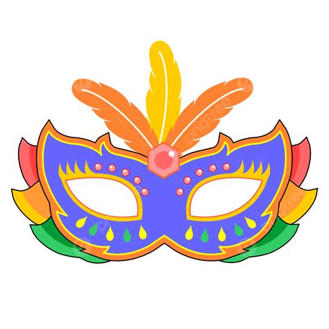Máscara De Carnaval De Penas Coloridas PNG , Pena Laranja, Carnaval gambar png