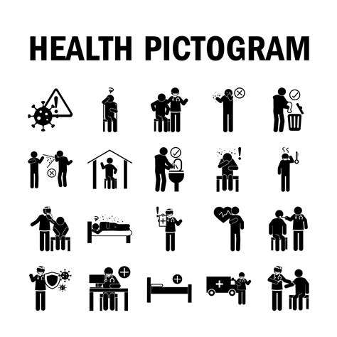 Health Care And Viral Infection Black Pictogram Icon Set 1257270 Vector