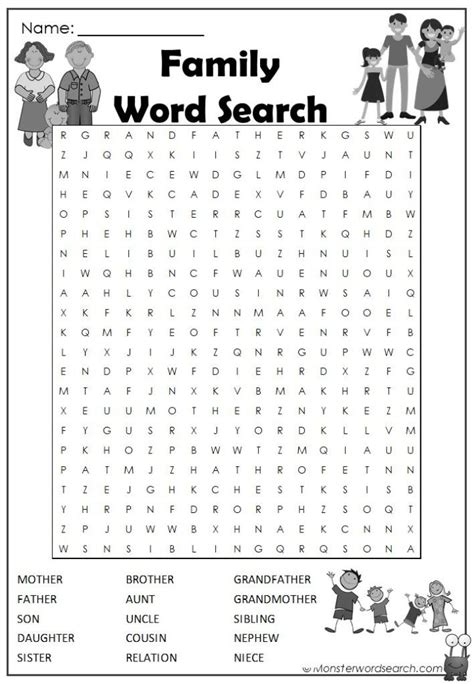 family word search monster word search word families word puzzles