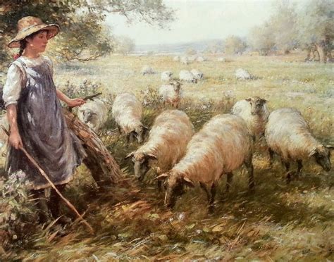 14x18 Shepherds Daughter By F Blacklock Art Print Girl Flock