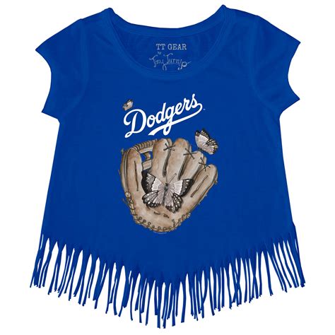 Los Angeles Dodgers Butterfly Glove Fringe Tee Tiny Turnip