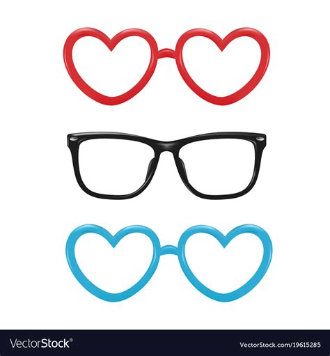 Realistic Eyeglasses Heart Shape Photobooth Vector Image