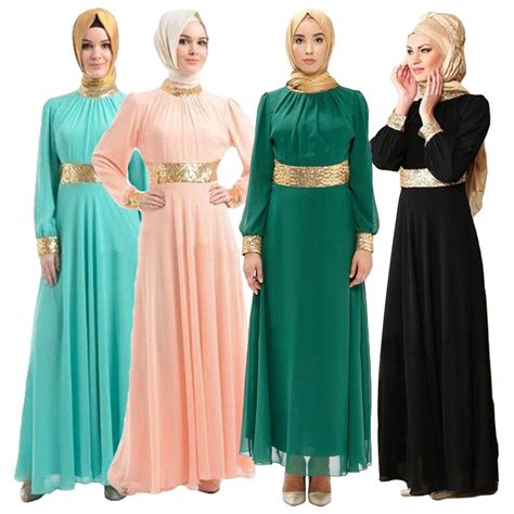 Muslim Abaya Women Islamic Long Maxi Dress Dubai Kaftan Sequins Glitter