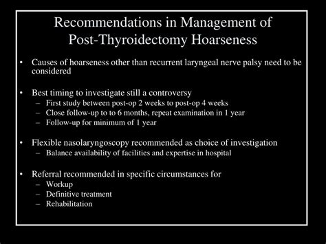 Ppt Management Of Post Thyroidectomy Hoarseness Powerpoint