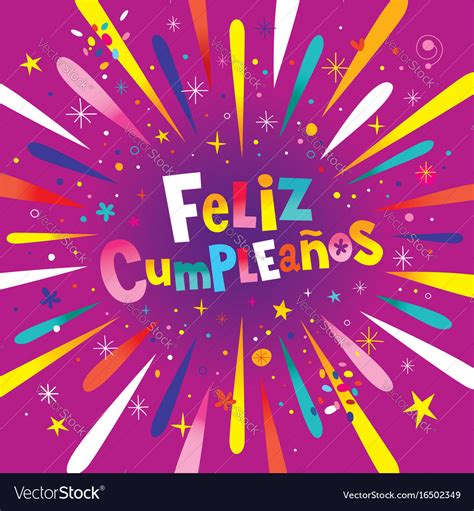Feliz Cumpleanos Happy Birthday In Spanish Card Vector Image
