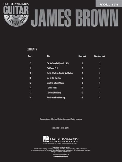 Guitar Play Along Volume 171 James Brown
