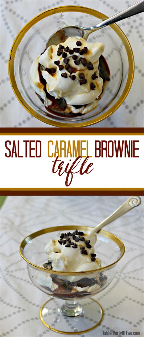 In a trifle bowl or glass serving dish, place half of the brownies, half of the pudding mixture and half of the 12 ounce container of whipped topping. Salted Caramel Brownie Trifle | Recipe | Dessert recipes, Caramel brownies, Salted caramel brownies