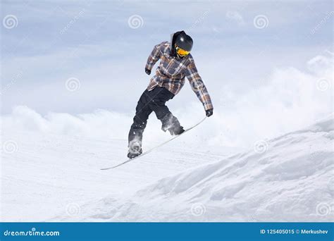 Flying Snowboarder On Mountains Extreme Winter Sport Editorial Image