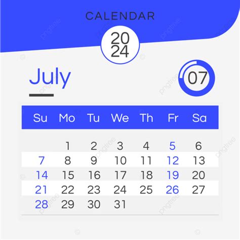 2024 Month Calendar July Gradient Simple Blue Two Thousand And Twenty
